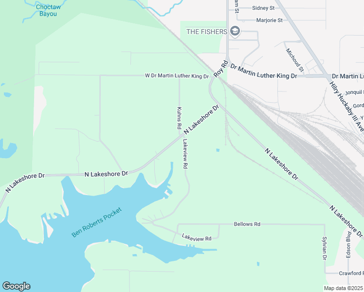 map of restaurants, bars, coffee shops, grocery stores, and more near 2822 Lakeview Road in Shreveport