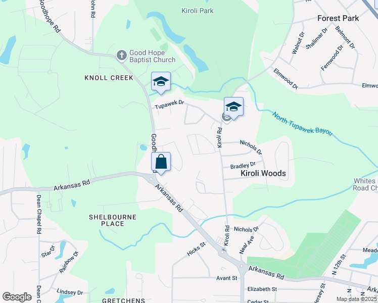 map of restaurants, bars, coffee shops, grocery stores, and more near 412 Rue Laplace in West Monroe