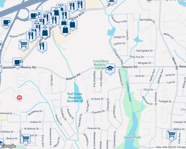 map of restaurants, bars, coffee shops, grocery stores, and more near 3334 Summerchase Court in Columbus