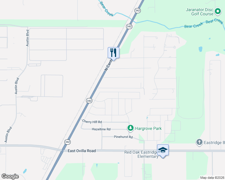 map of restaurants, bars, coffee shops, grocery stores, and more near 101-103 Anderson Road in Red Oak