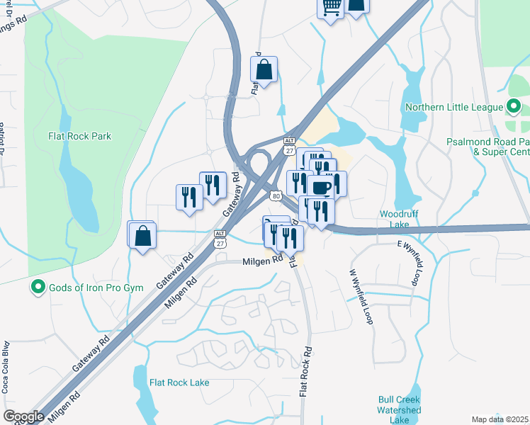 map of restaurants, bars, coffee shops, grocery stores, and more near Beaver Run Road in Columbus