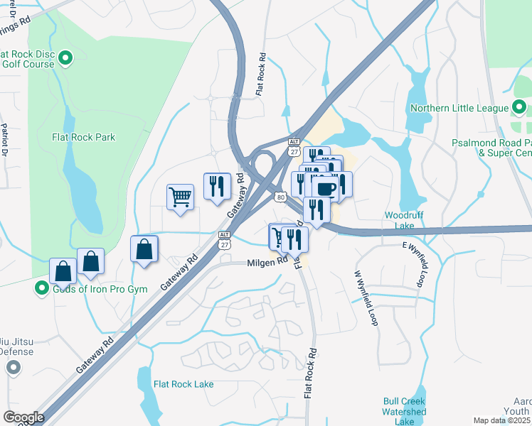 map of restaurants, bars, coffee shops, grocery stores, and more near 6904 Bullet Boulevard in Columbus