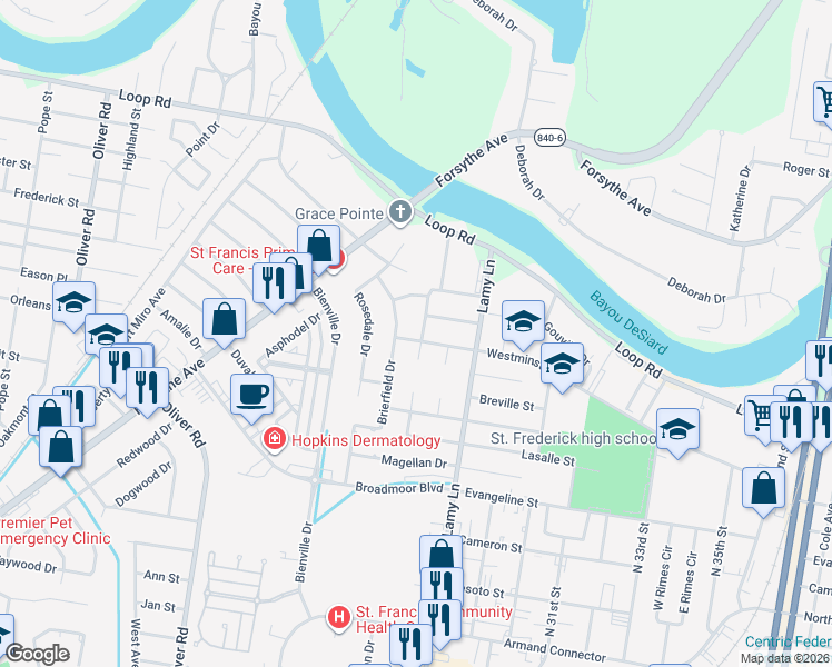 map of restaurants, bars, coffee shops, grocery stores, and more near 2700 Stokes Street in Monroe