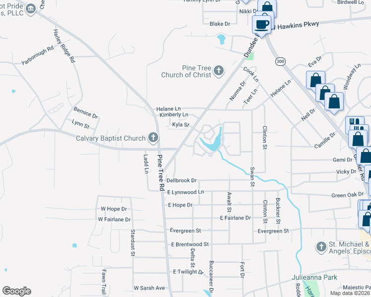 map of restaurants, bars, coffee shops, grocery stores, and more near 103 Sage Road in Longview