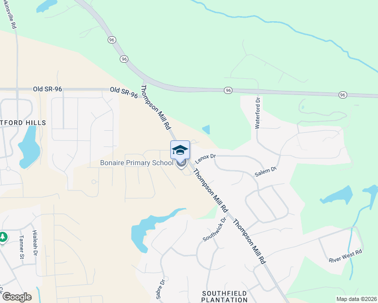 map of restaurants, bars, coffee shops, grocery stores, and more near 530 Thompson Mill Road in Bonaire