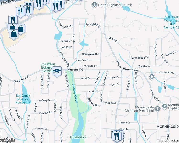 map of restaurants, bars, coffee shops, grocery stores, and more near 6328 Gable Avenue in Columbus
