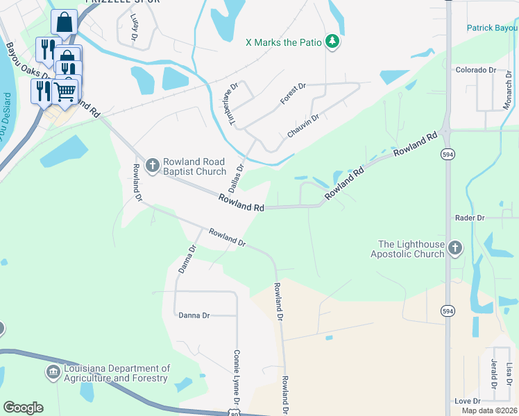 map of restaurants, bars, coffee shops, grocery stores, and more near 535 Rowland Road in Monroe