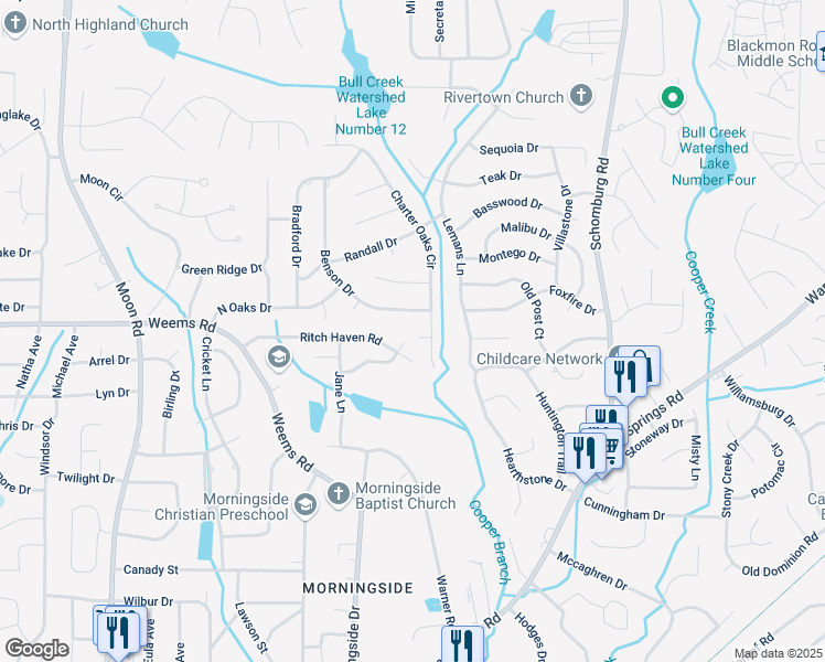 map of restaurants, bars, coffee shops, grocery stores, and more near 5008 Hidden Hills Court in Columbus