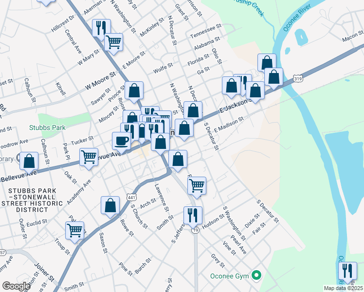 map of restaurants, bars, coffee shops, grocery stores, and more near 131 East Madison Street in Dublin