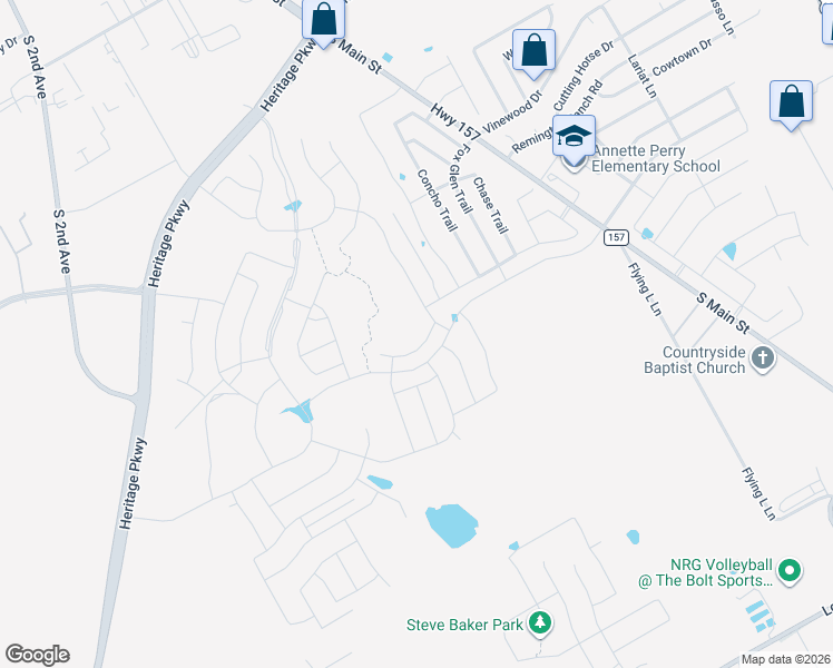 map of restaurants, bars, coffee shops, grocery stores, and more near 1100 Thicket Drive in Mansfield