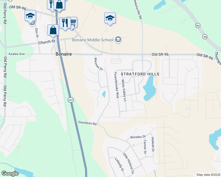map of restaurants, bars, coffee shops, grocery stores, and more near 126 Wessex Drive in Bonaire