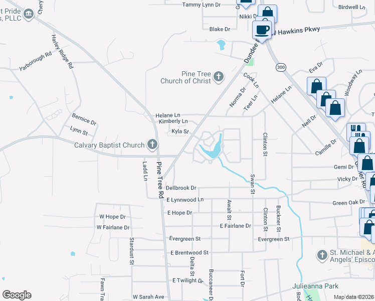 map of restaurants, bars, coffee shops, grocery stores, and more near 103 Sage Road in Longview