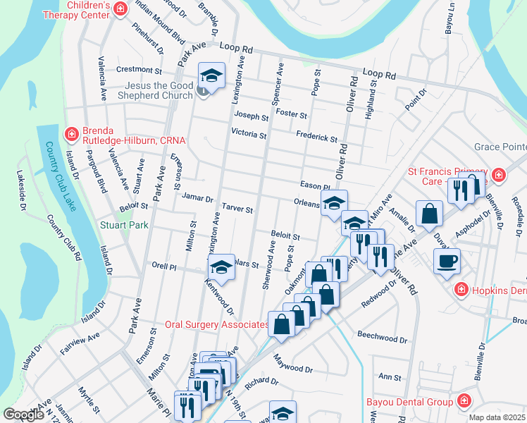 map of restaurants, bars, coffee shops, grocery stores, and more near 2108 Spencer Ave in Monroe