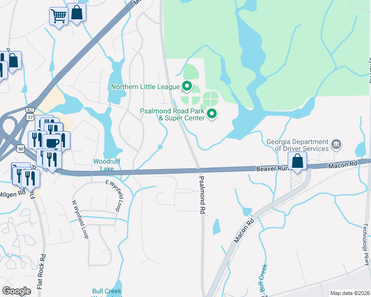 map of restaurants, bars, coffee shops, grocery stores, and more near 6505 Psalmond Road in Columbus