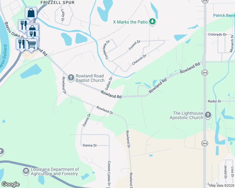 map of restaurants, bars, coffee shops, grocery stores, and more near 535 Rowland Road in Monroe