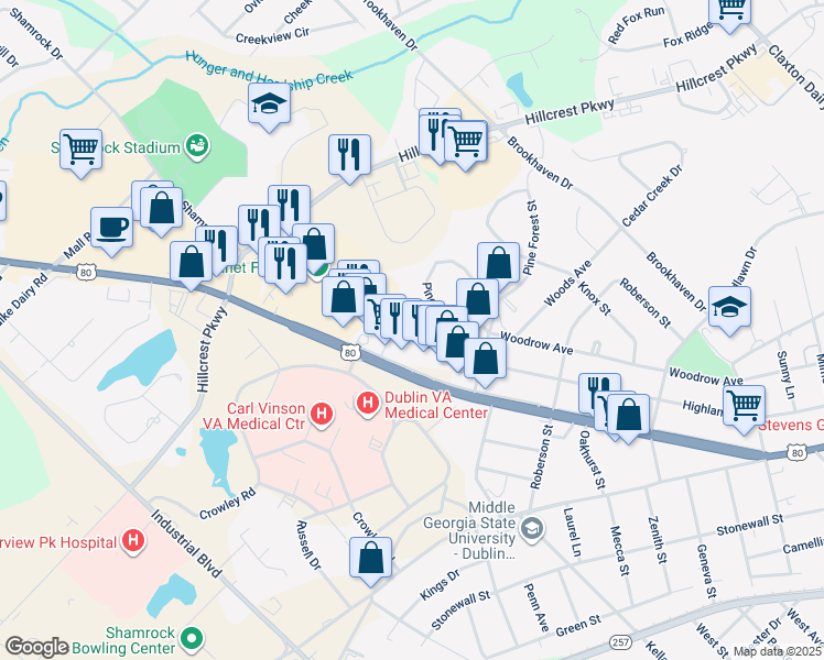 map of restaurants, bars, coffee shops, grocery stores, and more near 1819 Highland Avenue in Dublin