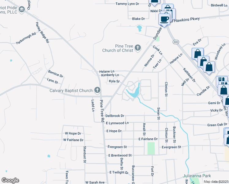 map of restaurants, bars, coffee shops, grocery stores, and more near 103 Sage Road in Longview