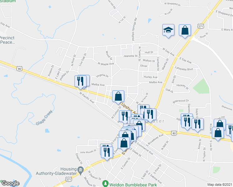 map of restaurants, bars, coffee shops, grocery stores, and more near 519 West Marshall Avenue in Gladewater