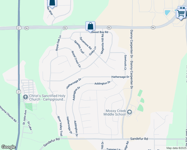 map of restaurants, bars, coffee shops, grocery stores, and more near 277 Hathersage Drive in Kathleen