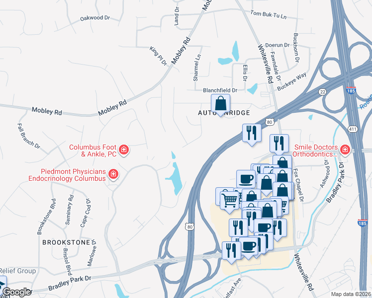 map of restaurants, bars, coffee shops, grocery stores, and more near 6500 Autumnleaf Drive in Columbus