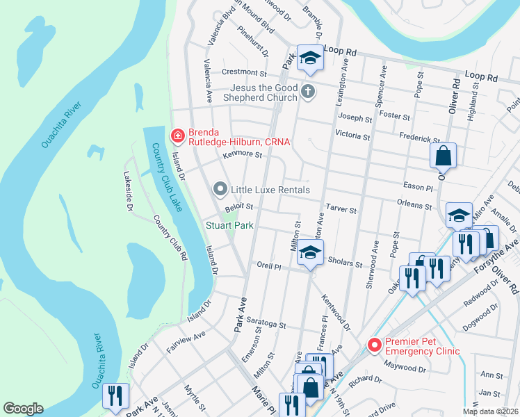 map of restaurants, bars, coffee shops, grocery stores, and more near 999 Middleton St in Monroe