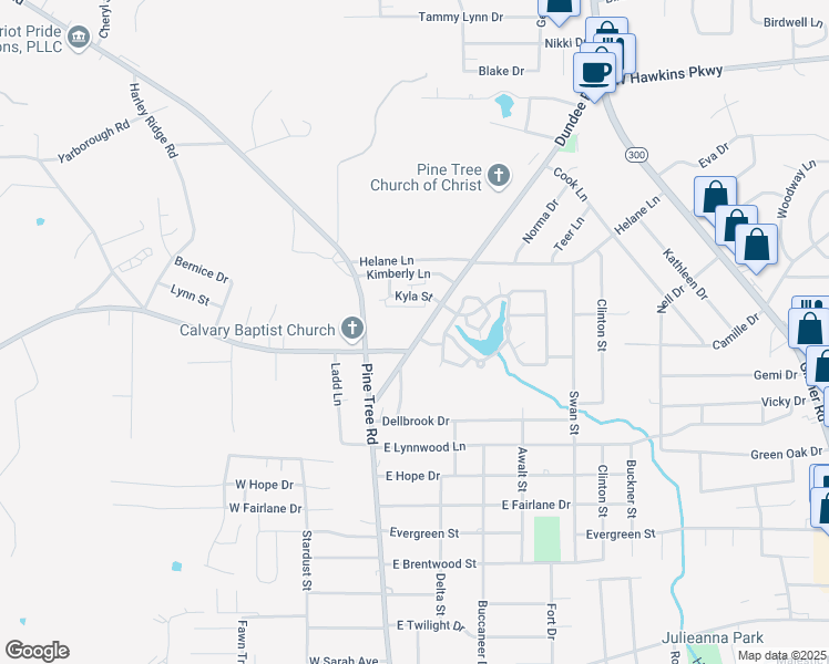 map of restaurants, bars, coffee shops, grocery stores, and more near 103 Sage Road in Longview
