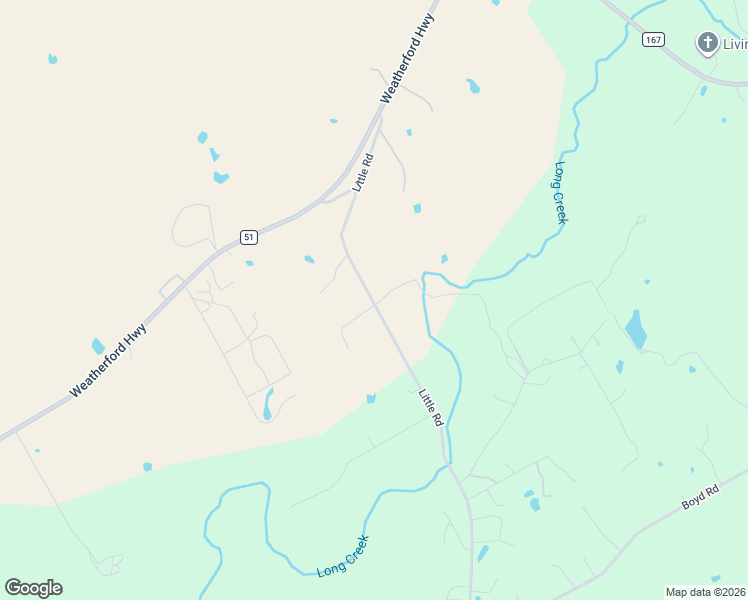 map of restaurants, bars, coffee shops, grocery stores, and more near 5500 Little Road in Granbury