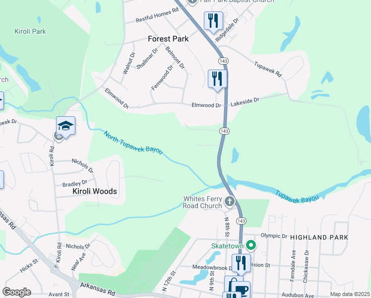 map of restaurants, bars, coffee shops, grocery stores, and more near 209 Alexander Road in West Monroe