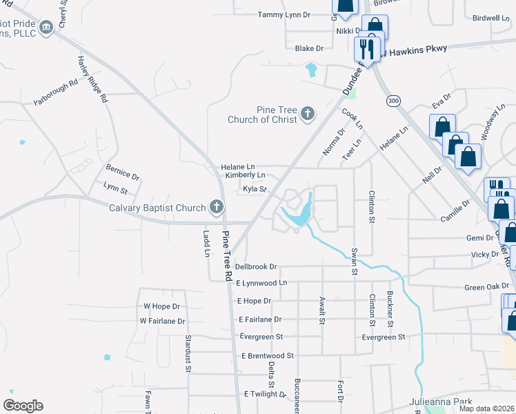 map of restaurants, bars, coffee shops, grocery stores, and more near 103 Sage Road in Longview