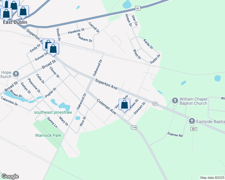 map of restaurants, bars, coffee shops, grocery stores, and more near 701 Soperton Avenue in Dublin
