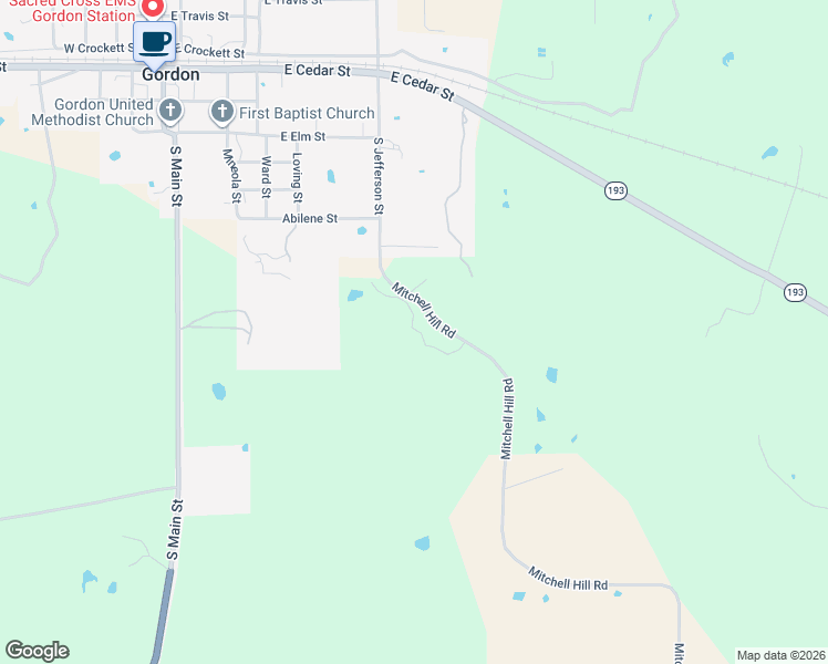 map of restaurants, bars, coffee shops, grocery stores, and more near 1589 Mitchell Hill Road in Gordon