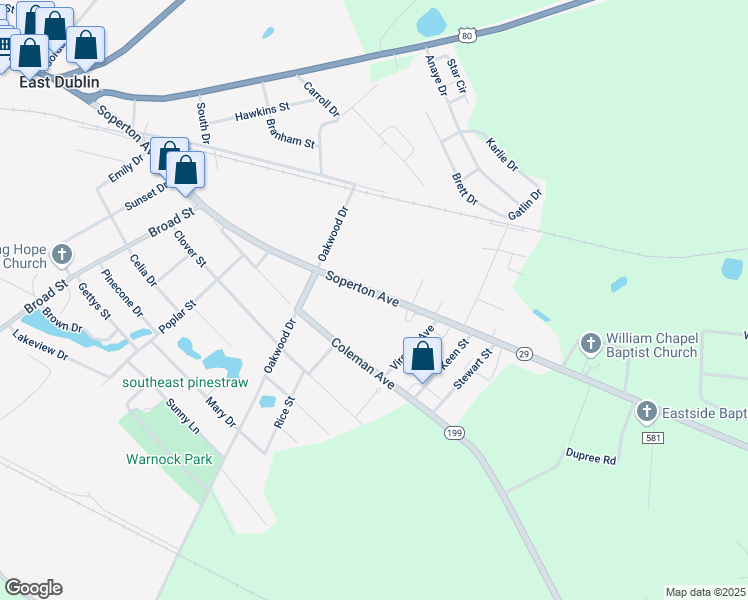 map of restaurants, bars, coffee shops, grocery stores, and more near 701 Soperton Avenue in Dublin