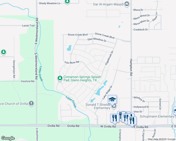 map of restaurants, bars, coffee shops, grocery stores, and more near 324 Gypsum Lane in Glenn Heights