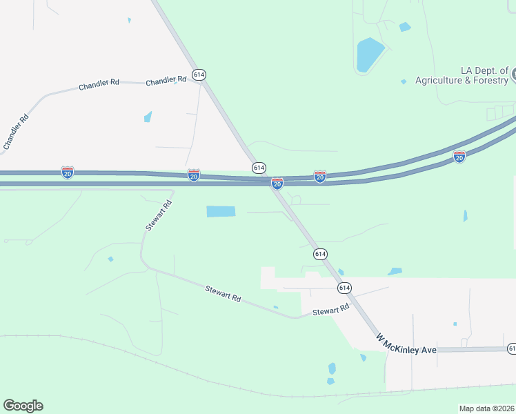 map of restaurants, bars, coffee shops, grocery stores, and more near 968 Louisiana 614 in Haughton