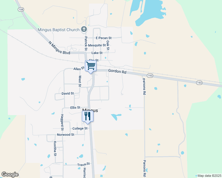 map of restaurants, bars, coffee shops, grocery stores, and more near 304 McQuire Street in Mingus