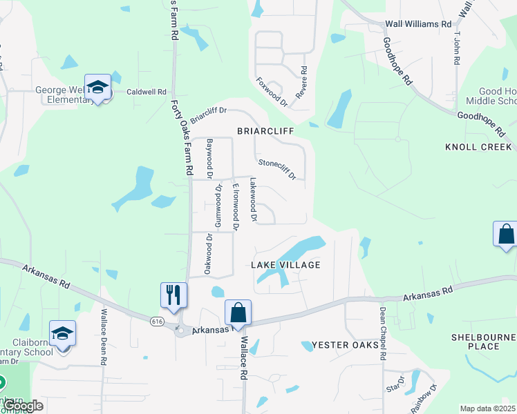 map of restaurants, bars, coffee shops, grocery stores, and more near 100 Crestwood Drive in West Monroe