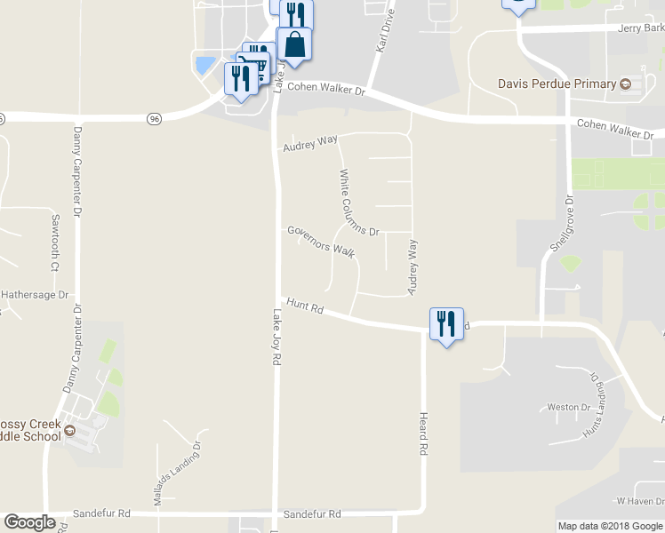 map of restaurants, bars, coffee shops, grocery stores, and more near 104 Saint Raymond Place in Kathleen