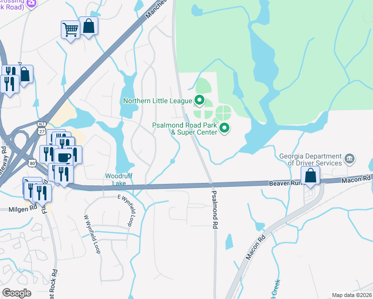 map of restaurants, bars, coffee shops, grocery stores, and more near 6525 Psalmond Road in Columbus