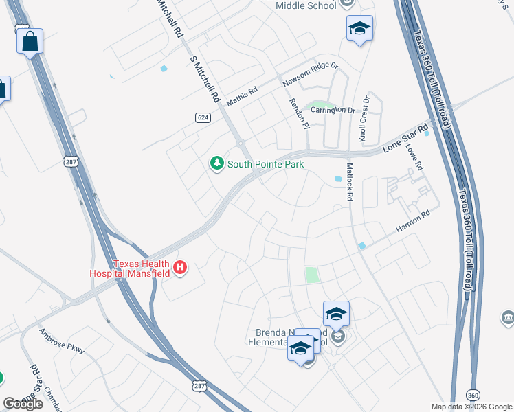 map of restaurants, bars, coffee shops, grocery stores, and more near 2710 Hartman Circle in Mansfield