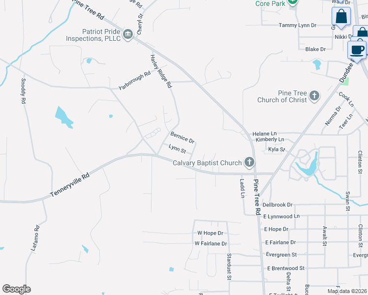 map of restaurants, bars, coffee shops, grocery stores, and more near 2971 Lynn Road in Longview