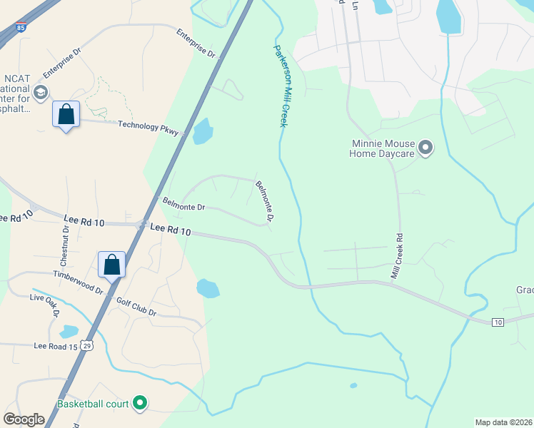 map of restaurants, bars, coffee shops, grocery stores, and more near 447 Belmonte Drive in Auburn