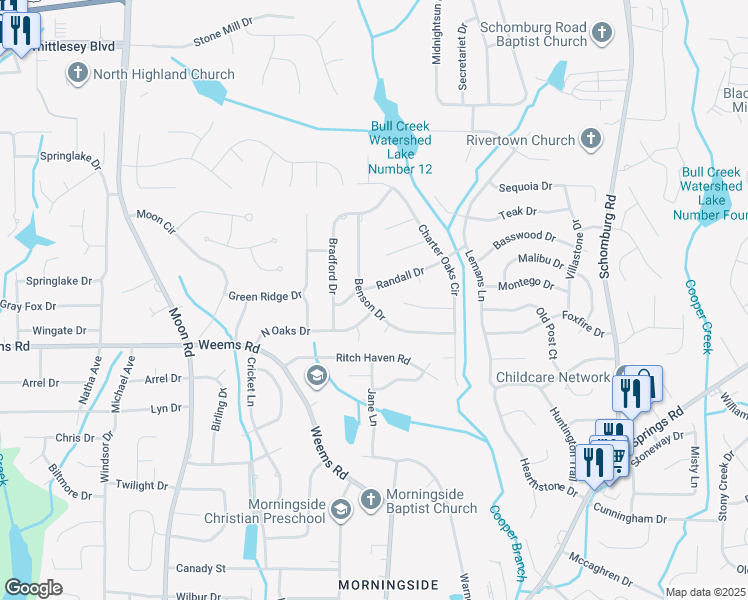 map of restaurants, bars, coffee shops, grocery stores, and more near 6524 Benson Drive in Columbus