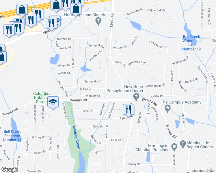 map of restaurants, bars, coffee shops, grocery stores, and more near 6600 Natha Avenue in Columbus