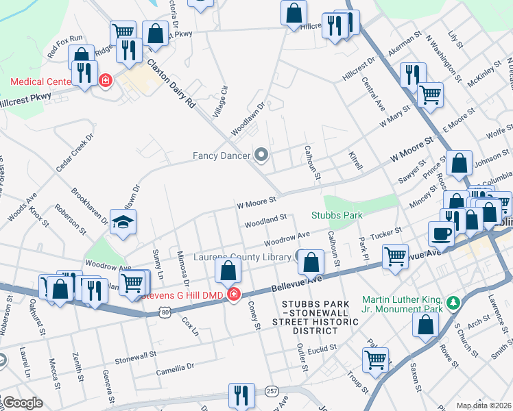 map of restaurants, bars, coffee shops, grocery stores, and more near 815 Woodland Street in Dublin