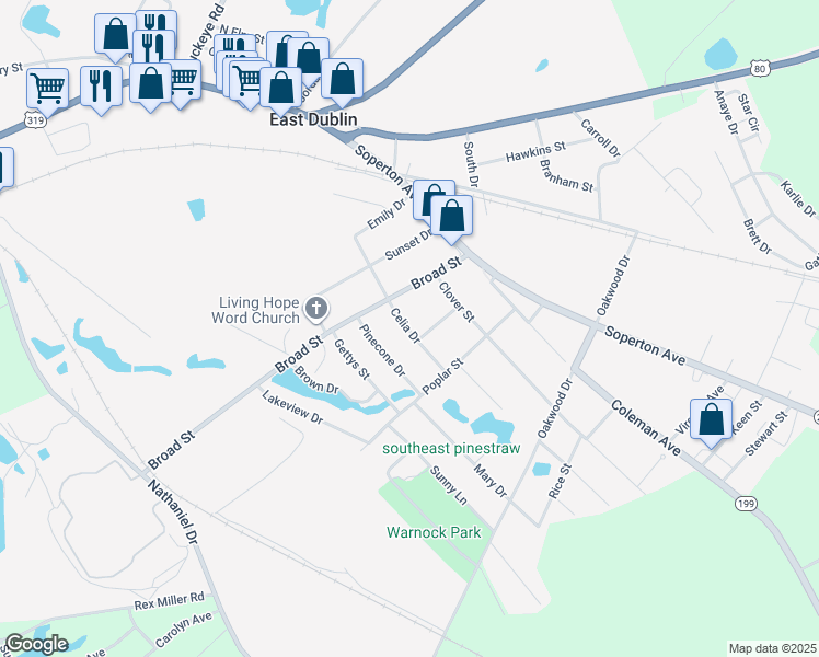 map of restaurants, bars, coffee shops, grocery stores, and more near 110 Price Street in East Dublin