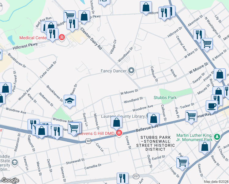 map of restaurants, bars, coffee shops, grocery stores, and more near 323 West Drive in Dublin