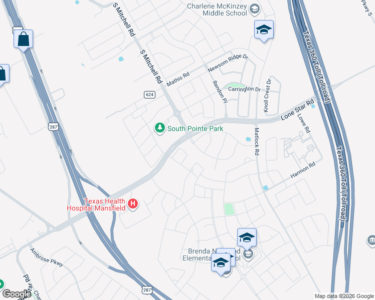 map of restaurants, bars, coffee shops, grocery stores, and more near 2710 Hartman Circle in Mansfield