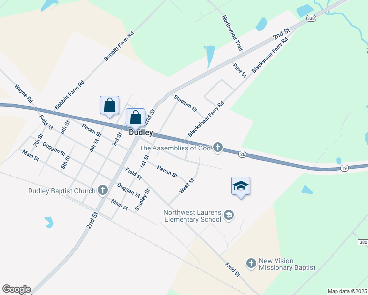 map of restaurants, bars, coffee shops, grocery stores, and more near 3394 U.S. 80 in Dudley
