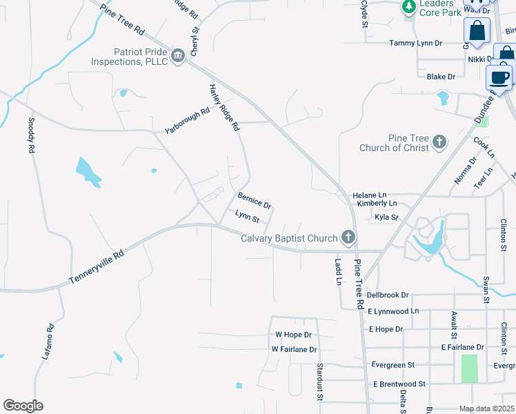 map of restaurants, bars, coffee shops, grocery stores, and more near 2971 Lynn Road in Longview