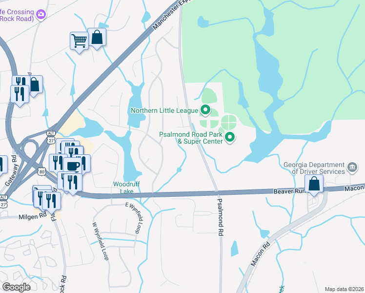 map of restaurants, bars, coffee shops, grocery stores, and more near 6525 Psalmond Road in Columbus